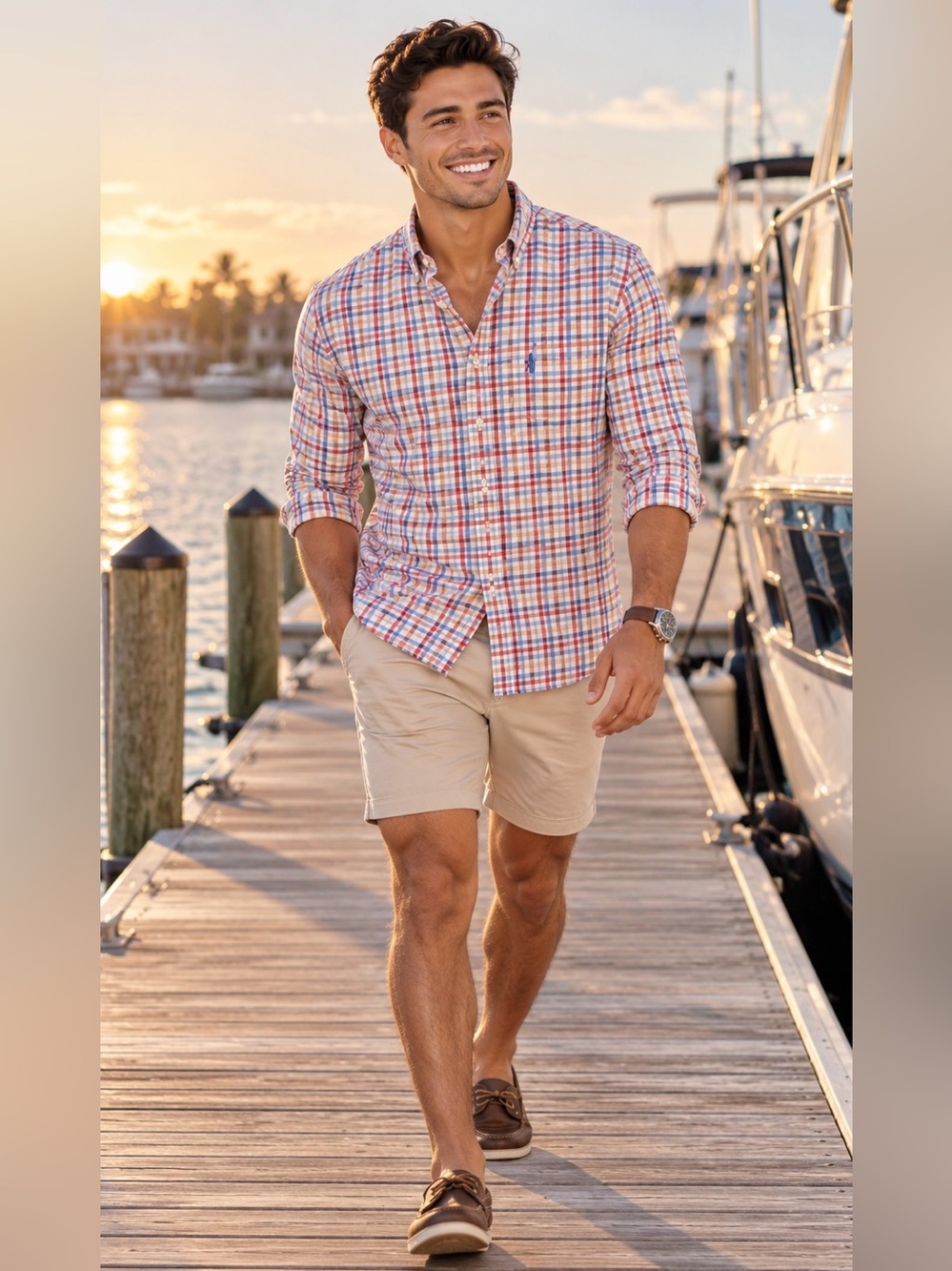 $138 JOHNNIE-O Shirt Men M West Coast Prep Plaid Check Preppy Casual College EUC
